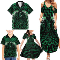 Green Matariki New Zealand Family Matching Summer Maxi Dress and Hawaiian Shirt Maori Poutama Galaxy Vibes LT14 - Polynesian Pride