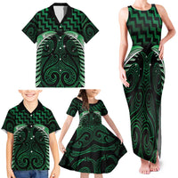 Green Matariki New Zealand Family Matching Tank Maxi Dress and Hawaiian Shirt Maori Poutama Galaxy Vibes LT14 - Polynesian Pride