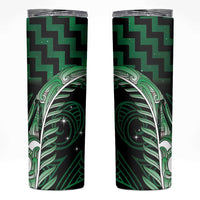 Green Matariki New Zealand Skinny Tumbler Maori Poutama Galaxy Vibes LT14 Green - Polynesian Pride