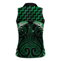 Green Matariki New Zealand Women Sleeveless Polo Shirt Maori Poutama Galaxy Vibes LT14 - Polynesian Pride