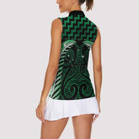 Green Matariki New Zealand Women Sleeveless Polo Shirt Maori Poutama Galaxy Vibes LT14 - Polynesian Pride