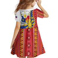 Philippines Independence Day Kid Short Sleeve Dress Pilipinas Sun Stars Igorot Pattern