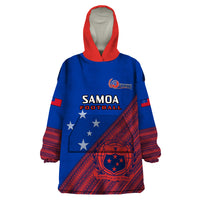 Samoa Football Wearable Blanket Hoodie Samoan Coat Of Arm Polynesian Sporty Style LT14 One Size Blue - Polynesian Pride