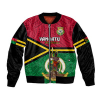 Vanuatu Football Bomber Jacket Vanuatuan Coat Of Arm Polynesian Flag Style LT14 Unisex Red - Polynesian Pride
