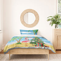 Flamingo Hawaii Summer Christmas Personalized Bedding Set Mele Kalikimaka Beachy Vibes