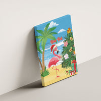 Flamingo Hawaii Summer Christmas Personalized Canvas Wall Art Mele Kalikimaka Beachy Vibes