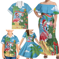 Flamingo Hawaii Summer Christmas Personalized Family Matching Off Shoulder Maxi Dress and Hawaiian Shirt Mele Kalikimaka Beachy Vibes LT14 - Polynesian Pride