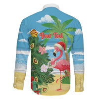 Flamingo Hawaii Summer Christmas Personalized Family Matching Off Shoulder Short Dress and Hawaiian Shirt Mele Kalikimaka Beachy Vibes LT14 Son's Shirt Blue - Polynesian Pride