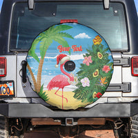 Flamingo Hawaii Summer Christmas Personalized Spare Tire Cover Mele Kalikimaka Beachy Vibes