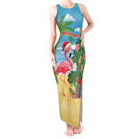 Flamingo Hawaii Summer Christmas Personalized Tank Maxi Dress Mele Kalikimaka Beachy Vibes LT14 Women Blue - Polynesian Pride