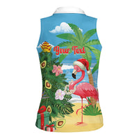 Flamingo Hawaii Summer Christmas Personalized Women Sleeveless Polo Shirt Mele Kalikimaka Beachy Vibes