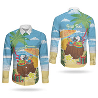 Chilling Parrot Hawaii Summer Christmas Personalized Couples Matching Puletasi and Long Sleeve Button Shirt It's 5 O'Clock Somewhere Beachy Vibes LT14 - Polynesian Pride
