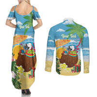 Chilling Parrot Hawaii Summer Christmas Personalized Couples Matching Summer Maxi Dress and Long Sleeve Button Shirt It's 5 O'Clock Somewhere Beachy Vibes LT14 - Polynesian Pride
