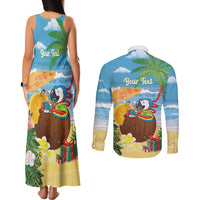 Chilling Parrot Hawaii Summer Christmas Personalized Couples Matching Tank Maxi Dress and Long Sleeve Button Shirt It's 5 O'Clock Somewhere Beachy Vibes LT14 - Polynesian Pride