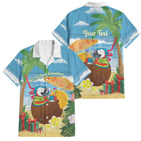 Chilling Parrot Hawaii Summer Christmas Personalized Family Matching Off Shoulder Short Dress and Hawaiian Shirt It's 5 O'Clock Somewhere Beachy Vibes LT14 Dad's Shirt - Short Sleeve Blue - Polynesian Pride
