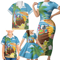 Chilling Parrot Hawaii Summer Christmas Personalized Family Matching Short Sleeve Bodycon Dress and Hawaiian Shirt It's 5 O'Clock Somewhere Beachy Vibes LT14 - Polynesian Pride