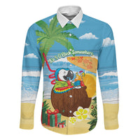 Chilling Parrot Hawaii Summer Christmas Personalized Family Matching Short Sleeve Bodycon Dress and Hawaiian Shirt It's 5 O'Clock Somewhere Beachy Vibes LT14 Daughter's Dress Blue - Polynesian Pride