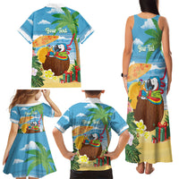 Chilling Parrot Hawaii Summer Christmas Personalized Family Matching Tank Maxi Dress and Hawaiian Shirt It's 5 O'Clock Somewhere Beachy Vibes LT14 Mom's Dress Blue - Polynesian Pride