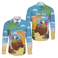 Chilling Parrot Hawaii Summer Christmas Personalized Family Matching Tank Maxi Dress and Hawaiian Shirt It's 5 O'Clock Somewhere Beachy Vibes LT14 Dad's Shirt - Long Sleeve Blue - Polynesian Pride