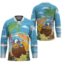 Chilling Parrot Hawaii Summer Christmas Personalized Hockey Jersey It's 5 O'Clock Somewhere Beachy Vibes