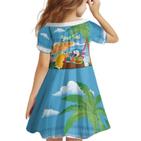 Chilling Parrot Hawaii Summer Christmas Personalized Kid Short Sleeve Dress It's 5 O'Clock Somewhere Beachy Vibes LT14 - Polynesian Pride
