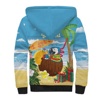 Chilling Parrot Hawaii Summer Christmas Personalized Sherpa Hoodie It's 5 O'Clock Somewhere Beachy Vibes