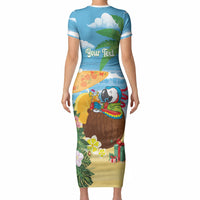 Chilling Parrot Hawaii Summer Christmas Personalized Short Sleeve Bodycon Dress It's 5 O'Clock Somewhere Beachy Vibes LT14 - Polynesian Pride