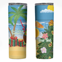 Chilling Parrot Hawaii Summer Christmas Personalized Skinny Tumbler It's 5 O'Clock Somewhere Beachy Vibes