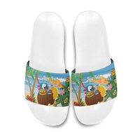 Chilling Parrot Hawaii Summer Christmas Personalized Slide Sandals It's 5 O'Clock Somewhere Beachy Vibes
