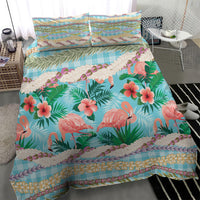 Flamingo Hawaii Summer Bedding Set Hawaiian Lei Pakala Motifs Tropical Style