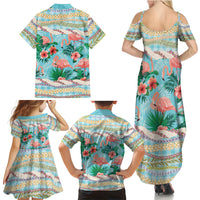 Flamingo Hawaii Summer Family Matching Summer Maxi Dress and Hawaiian Shirt Hawaiian Lei Pakala Motifs Tropical Style LT14 - Polynesian Pride