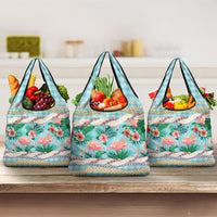 Flamingo Hawaii Summer Grocery Bag Hawaiian Lei Pakala Motifs Tropical Style