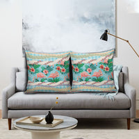Flamingo Hawaii Summer Pillow Cover Hawaiian Lei Pakala Motifs Tropical Style