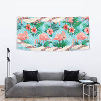Flamingo Hawaii Summer Tapestry Hawaiian Lei Pakala Motifs Tropical Style
