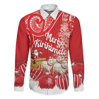 New Zealand Christmas In July Personalised Family Matching Summer Maxi Dress and Hawaiian Shirt Funny Santa Sheep Meri Kirihimete Red LT14 Dad's Shirt - Long Sleeve Red - Polynesian Pride