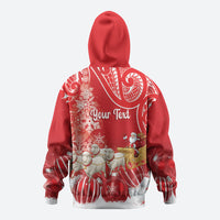 New Zealand Christmas In July Personalised Hoodie Funny Santa Sheep Meri Kirihimete Red LT14 - Polynesian Pride