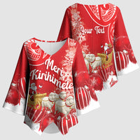 New Zealand Christmas In July Personalised Kimono Sleeve Blouse Funny Santa Sheep Meri Kirihimete Red LT14 - Polynesian Pride