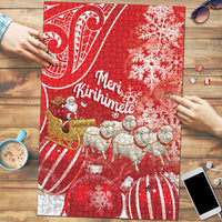 New Zealand Christmas In July Puzzle Funny Santa Sheep Meri Kirihimete Red