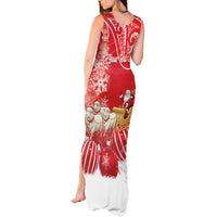 New Zealand Christmas In July Personalised Tank Maxi Dress Funny Santa Sheep Meri Kirihimete Red LT14 - Polynesian Pride