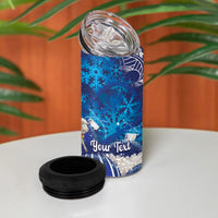 New Zealand Christmas In July Personalised 4 in 1 Can Cooler Tumbler Funny Santa Sheep Meri Kirihimete Blue LT14 - Polynesian Pride