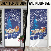 New Zealand Christmas In July Personalised Door Cover Funny Santa Sheep Meri Kirihimete Blue LT14 - Polynesian Pride