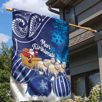 New Zealand Christmas In July Garden Flag Funny Santa Sheep Meri Kirihimete Blue LT14 - Polynesian Pride