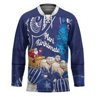 New Zealand Christmas In July Personalised Hockey Jersey Funny Santa Sheep Meri Kirihimete Blue LT14 Unisex Blue - Polynesian Pride