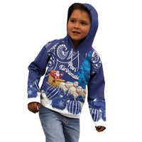 New Zealand Christmas In July Personalised Kid Hoodie Funny Santa Sheep Meri Kirihimete Blue LT14 - Polynesian Pride