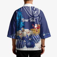New Zealand Christmas In July Personalised Kimono Funny Santa Sheep Meri Kirihimete Blue