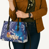 New Zealand Christmas In July Leather Bag Funny Santa Sheep Meri Kirihimete Blue