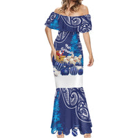 New Zealand Christmas In July Personalised Mermaid Dress Funny Santa Sheep Meri Kirihimete Blue LT14 - Polynesian Pride
