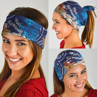 New Zealand Christmas In July Neck Gaiter Funny Santa Sheep Meri Kirihimete Blue