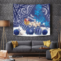 New Zealand Christmas In July Tapestry Funny Santa Sheep Meri Kirihimete Blue