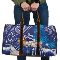 New Zealand Christmas In July Travel Bag Funny Santa Sheep Meri Kirihimete Blue LT14 Blue - Polynesian Pride
